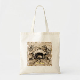 Sepia Covered Bridge, aangepaste naam canvas tas