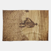 Sepia Cowboy Kitchen Towel Westerne Cowboy Theedoek (Horizontaal)