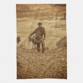 Sepia Cowboy Kitchen Towel Westerne Cowboy Theedoek (Verticaal)