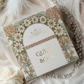 Sepia & Cream Gold Wedding Art Nouveau Gastenboek