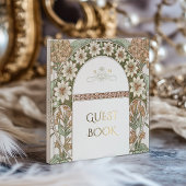 Sepia & Cream Gold Wedding Art Nouveau Gastenboek