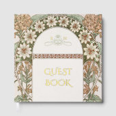 Sepia & Cream Gold Wedding Art Nouveau Gastenboek (Voorkant)