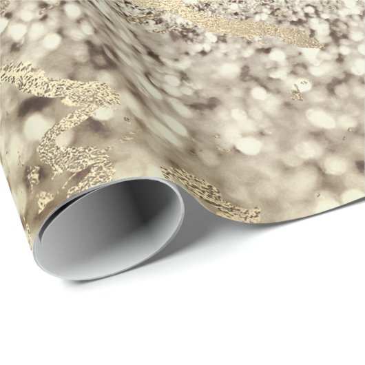 Sepia Creamy Foxier Gold Marble Shiny Metal Stroke Cadeaupapier (Rol Hoek)
