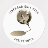 Sepia Custom Waterproof Golf Club Name Round Labels (Design 1)