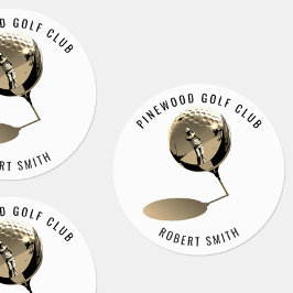 Sepia Custom Waterproof Golf Club Name Round Labels