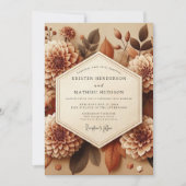 Sepia Dahlia Autumn Romance Wedding Kaart (Voorkant)