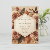 Sepia Dahlia Autumn Romance Wedding Kaart (Staand voorkant)