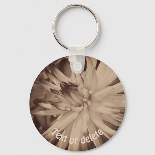  Sepia Dahlia Flower Personalized Sleutelhanger (Voorkant)