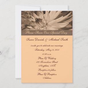 Sepia Dahlia Flower Wedding Invitation Kaart