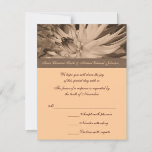 Sepia Dahlia Flower Wedding Response RSVP Card