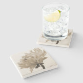 sepia dahlia stenen onderzetter (Zijkant)