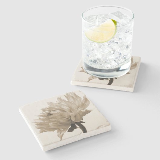 sepia dahlia stenen onderzetter (Zijkant)