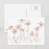 Sepia Daisies Pen en Inkt Bloem Tekening Briefkaart (Voorkant / Achterkant)
