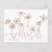 Sepia Daisies Pen en Inkt Bloem Tekening Briefkaart (Voorkant)