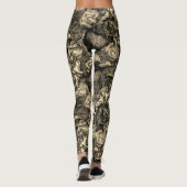 Sepia Death Head Hawk Moths Gothic Raven met Rozen Leggings (Achterkant)