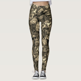 Sepia Death Head Hawk Moths Gothic Raven met Rozen Leggings