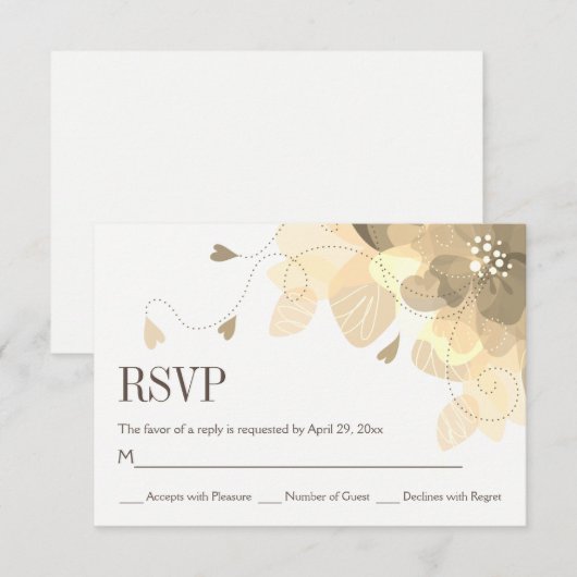 Sepia delicate herfst bloemen bloemenbruiloft RSVP (Voorkant / Achterkant)