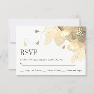 Sepia delicate herfst bloemen bloemenbruiloft RSVP Kaartje