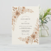 Sepia Delicate Vintage Bruiloft Kaart (Staand voorkant)