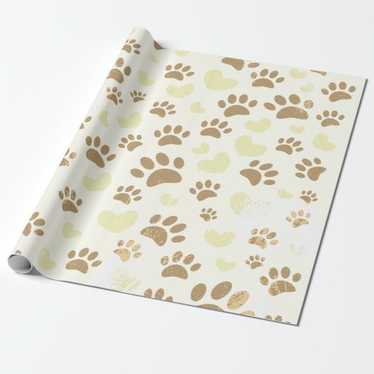  Sepia Dog schildert afdrukken en haren Cadeaupapier (Uitgerold)
