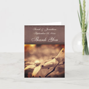  Sepia Dogwood Bloem Gepersonaliseerde bruiloft Bedankkaart