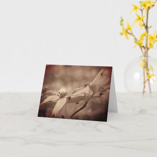  Sepia Dogwood Bloem Gepersonaliseerde Opmerking Kaart (Gele Bloem)