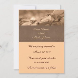 Sepia Dogwood Floral Wedding Save the Date Kaart