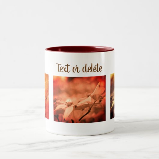 Sepia Dogwood Flower Tweekleurige Koffiemok (Center)