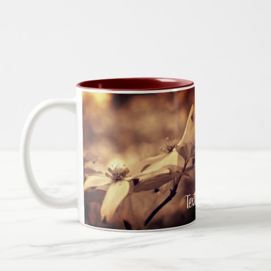 Sepia Dogwood Flowers Persoonlijk Tweekleurige Koffiemok (Links)