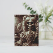 Sepia Doll Skelet Horror Briefkaart (Staand voorkant)