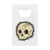 Sepia Dotted Halftone Skull Watercolor Creditkaart Flessenopener (Achterkant)