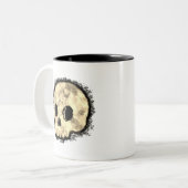 Sepia Dotted Halftone Skull Watercolor Tweekleurige Koffiemok (Voorkant links)