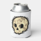 Sepia Dotted Halftone Skull Waterverf Blikjeskoeler (Blikje Voorkant)