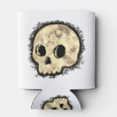 Sepia Dotted Halftone Skull Waterverf Blikjeskoeler (Achterkant)