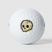 Sepia Dotted Halftone Skull Waterverf Golfballen (Voorkant)