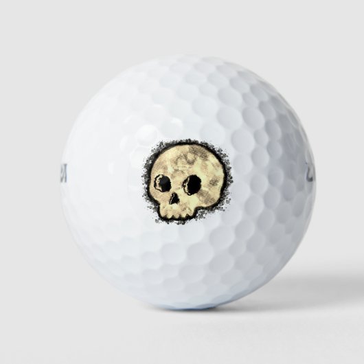 Sepia Dotted Halftone Skull Waterverf Golfballen (Voorkant)