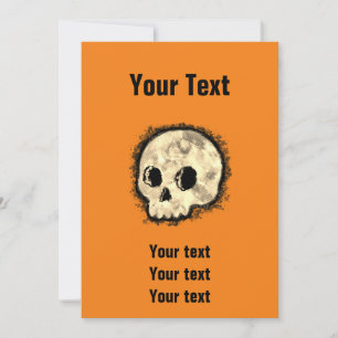 Sepia Dotted Halftone Skull Waterverf Halloween Kaart