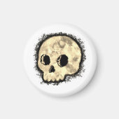 Sepia Dotted Halftone Skull Waterverf Magneet (Voorkant)