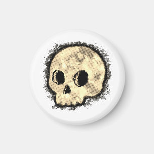 Sepia Dotted Halftone Skull Waterverf Magneet