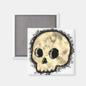 Sepia Dotted Halftone Skull Waterverf Magneet (Voorkant / Achterkant)