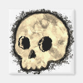 Sepia Dotted Halftone Skull Waterverf Magneet (Voorkant)