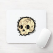 Sepia Dotted Halftone Skull Waterverf Muismat (Met muis)