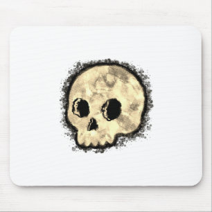 Sepia Dotted Halftone Skull Waterverf Muismat