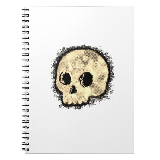 Sepia Dotted Halftone Skull Waterverf Notitieboek (Voorkant)