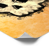 Sepia Dotted Halftone Skull Waterverf Poster (Hoek)