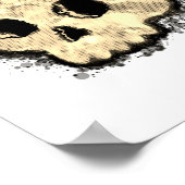 Sepia Dotted Halftone Skull Waterverf Poster (Hoek)