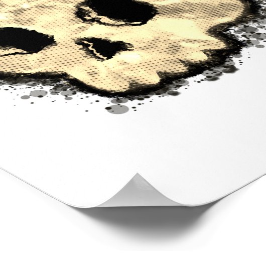Sepia Dotted Halftone Skull Waterverf Poster (Hoek)