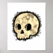 Sepia Dotted Halftone Skull Waterverf Poster (Voorkant)