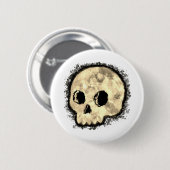 Sepia Dotted Halftone Skull Waterverf Ronde Button 5,7 Cm (Voorkant /achterkant)