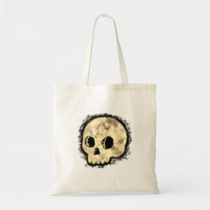 Sepia Dotted Halftone Skull Waterverf Tote Bag